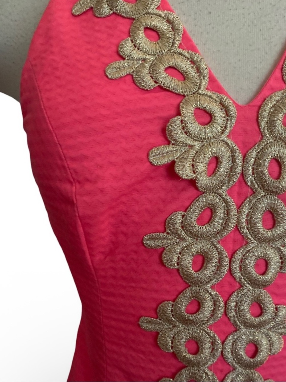 Sleeveless Pink Crochet-Trim Bodycon Dress - Picture 5 of 7